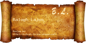 Balogh Lajos névjegykártya